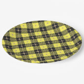 トレンディーブラックイエロープレイドパターン ペーパープレート (アングル)