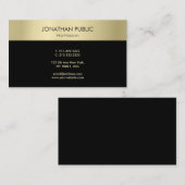 トレンディーブラックエレガント金ゴールドシンプルテンプレートモダン 名刺 (正面/裏面)