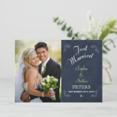 トレンディーブラックシャルボード |写真 |たった今結婚しました 案内状 (スタンド正面)