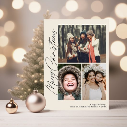 トレンディーブラックスクリプトメリークリスマス シーズンカード