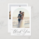 トレンディーブラックスクリプ結婚トarchの写感謝してい真 サンキューカード (正面/裏面)