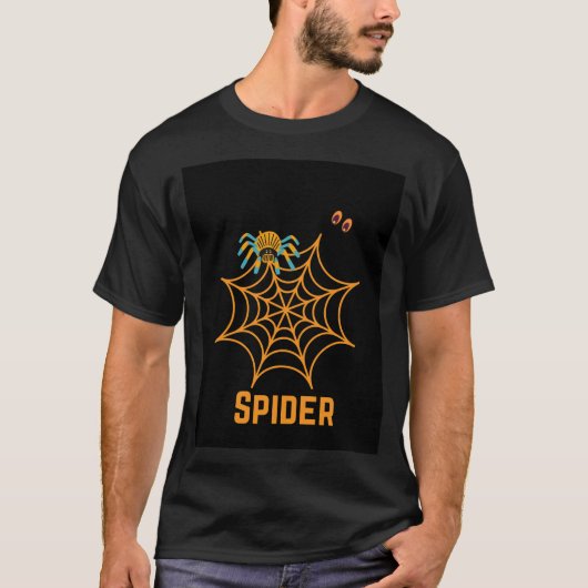 トレンディーブラックスパイダーウェブ美しいTシャツ Tシャツ (正面)