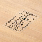 トレンディーブラックタイポグラフィ大人誕生日 アクリル招待状 (レイダウン)