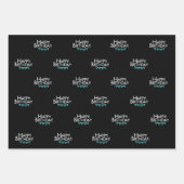 トレンディーブラックティール（緑がかった色）フォトコラージュ21歳の誕生日 ラッピングペーパーシート (正面3)