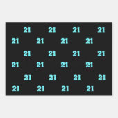 トレンディーブラックティール（緑がかった色）フォトコラージュ21歳の誕生日 ラッピングペーパーシート (正面2)