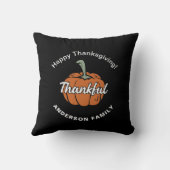 トレンディーブラックハッピーサンクスギビングカボチャ クッション (裏面)