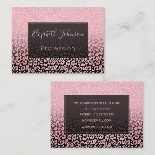 トレンディーブラックバラ金ゴールドグリッターレオパードグラデーション 名刺 (正面/裏面)