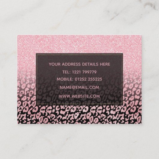 トレンディーブラックバラ金ゴールドグリッターレオパードグラデーション 名刺 (裏面)