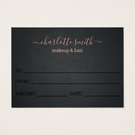 トレンディーブラックピンクメイクアップアーティストギフト券 (裏面)