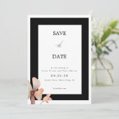 トレンディーブラックフレームフォトミニマリスト日付を保存 招待状 (スタンド正面)