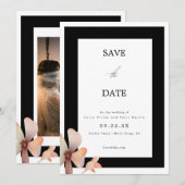 トレンディーブラックフレームフォトミニマリスト日付を保存 招待状 (正面/裏面)