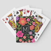 トレンディーブラックフローラルパターカスタムンとモノグラム トランプ (裏面)