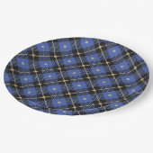 トレンディーブラックブループレイドパターン ペーパープレート (アングル)