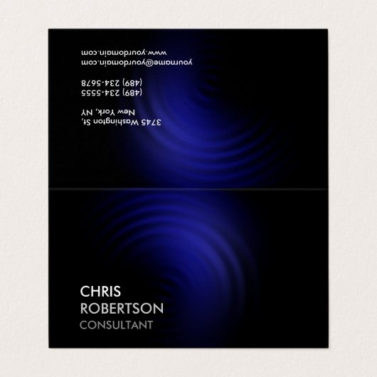 トレンディーブラックブルーモダンミニマリスト未来的 名刺 (外部フラット)