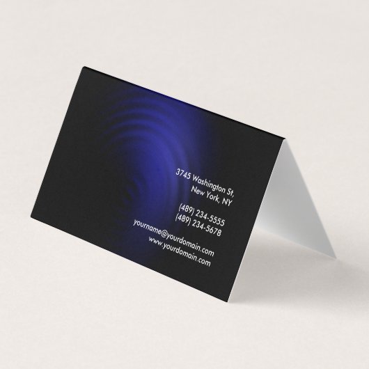 トレンディーブラックブルーモダンミニマリスト未来的 名刺 (裏面)