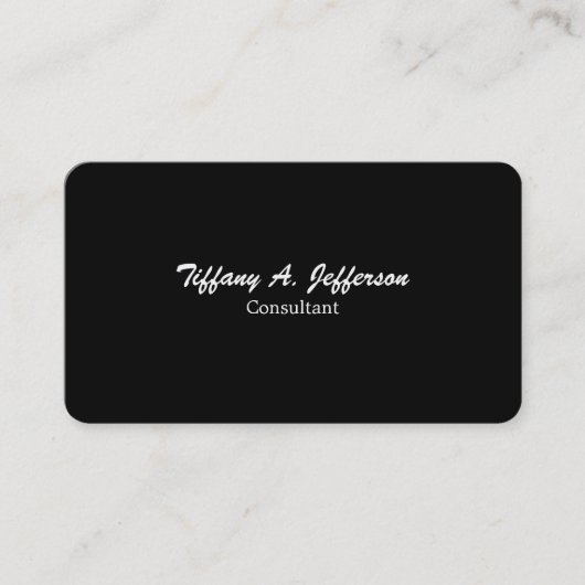 トレンディーブラックプレーンユニークブスタイリッシュラシスクリプト 名刺 (正面)