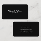 トレンディーブラックプレーンユニークブスタイリッシュラシスクリプト 名刺 (正面/裏面)