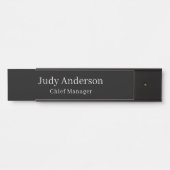 トレンディーブラックプロフェッショナルプレーンモダンエレガント サインプレート (正面)