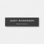 トレンディーブラックプロフェッショナルプレーンモダンエレガント サインプレート (正面)