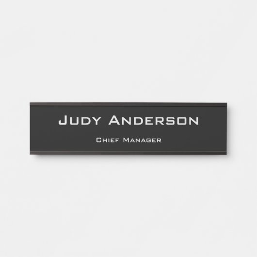 トレンディーブラックプロフェッショナルプレーンモダンエレガント サインプレート (正面)