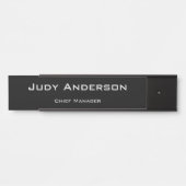 トレンディーブラックプロフェッショナルプレーンモダンエレガント サインプレート (正面)