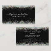 トレンディーブラックホログラフィックグリッターヘア化粧サロン 名刺 (正面/裏面)