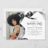 トレンディーブラックボーフォト卒業招待状 シーズンカード (正面)