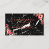 トレンディーブラックマーブルバラ金ゴールドリップメイクアップアーティスト 名刺 (裏面)