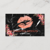 トレンディーブラックマーブルバラ金ゴールドリップメイクアップアーティスト 名刺 (正面)