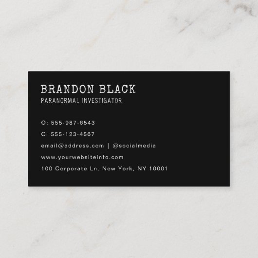 トレンディーブラックミニマリストゴシックパラノーマルグランジ 名刺 (裏面)