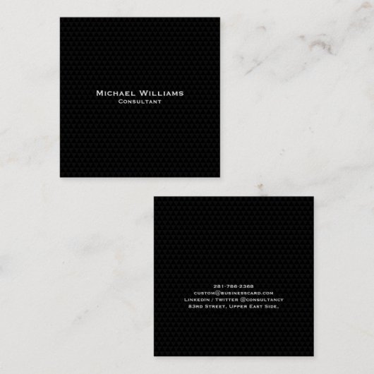 トレンディーブラックモダン幾何学的パターンプロフェッショナル スクエア名刺 (正面/裏面)