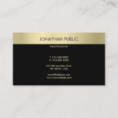 トレンディーブラックモダン金ゴールドシンプルテンプレートエレガント 名刺 (裏面)