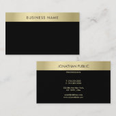 トレンディーブラックモダン金ゴールドシンプルテンプレートエレガント 名刺 (正面/裏面)