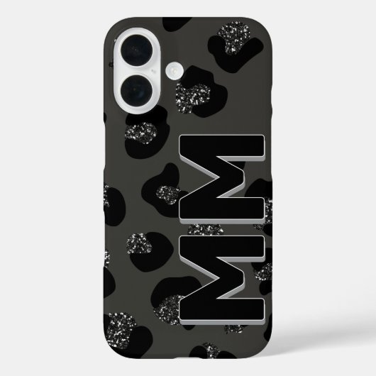 トレンディーブラックレオパード印刷ダークシャドウモノグラム Case-Mate iPhoneケース (裏面)