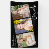 トレンディーブラック写真卒業パーティー 横断幕 (縦)