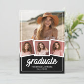 トレンディーブラック卒業パーティー4枚 招待状 (スタンド正面)