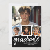 トレンディーブラック卒業発表パーティー4写真 招待状 (正面)