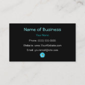 トレンディーブラック及びティール(緑がかった色)ゼブラプリント付デイジー 名刺 (裏面)