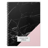 トレンディーブラック大理石テクスチャ ノートブック (正面)