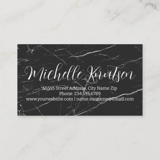 トレンディーブラック大理石メイクアップアーティストヘアサロン 名刺 (裏面)