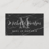 トレンディーブラック大理石メイクアップアーティストヘアサロン 名刺 (正面)