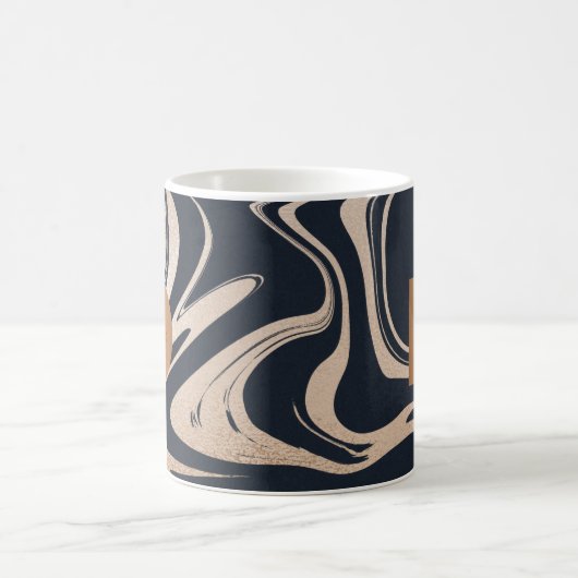 トレンディーブラック大理石銅幾何学名 コーヒーマグカップ (中央)