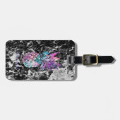 トレンディーブラック大理石， Pineapple パーソナライズされた - ラゲッジタグ (正面横)