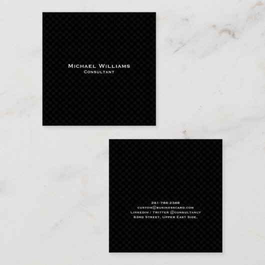 トレンディーブラック市松模様にパタモダンーンプロフェッショナル スクエア名刺 (正面/裏面)