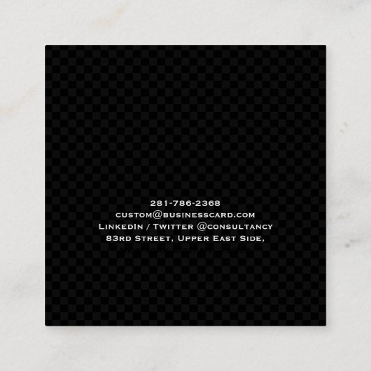 トレンディーブラック市松模様にパタモダンーンプロフェッショナル スクエア名刺 (裏面)