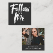 トレンディーブラック後を追メスクリプト写真ソーシャルメディア スクエア名刺 (正面/裏面)