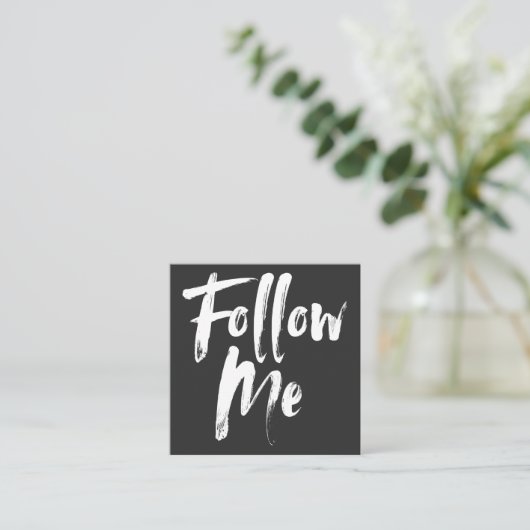 トレンディーブラック後を追メスクリプト写真ソーシャルメディア スクエア名刺 (スタンド正面)