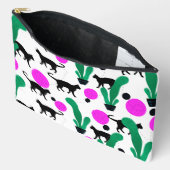 トレンディーブラック猫とサボテン柄 アクセサリーポーチ (見開き)