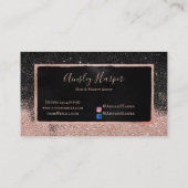 トレンディーブラック赤面ピンクグリッタープロフェッショナル 名刺 (裏面)