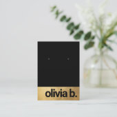 トレンディーブラック金ゴールドイヤリングはっきりしたフォント名刺 名刺 (スタンド正面)